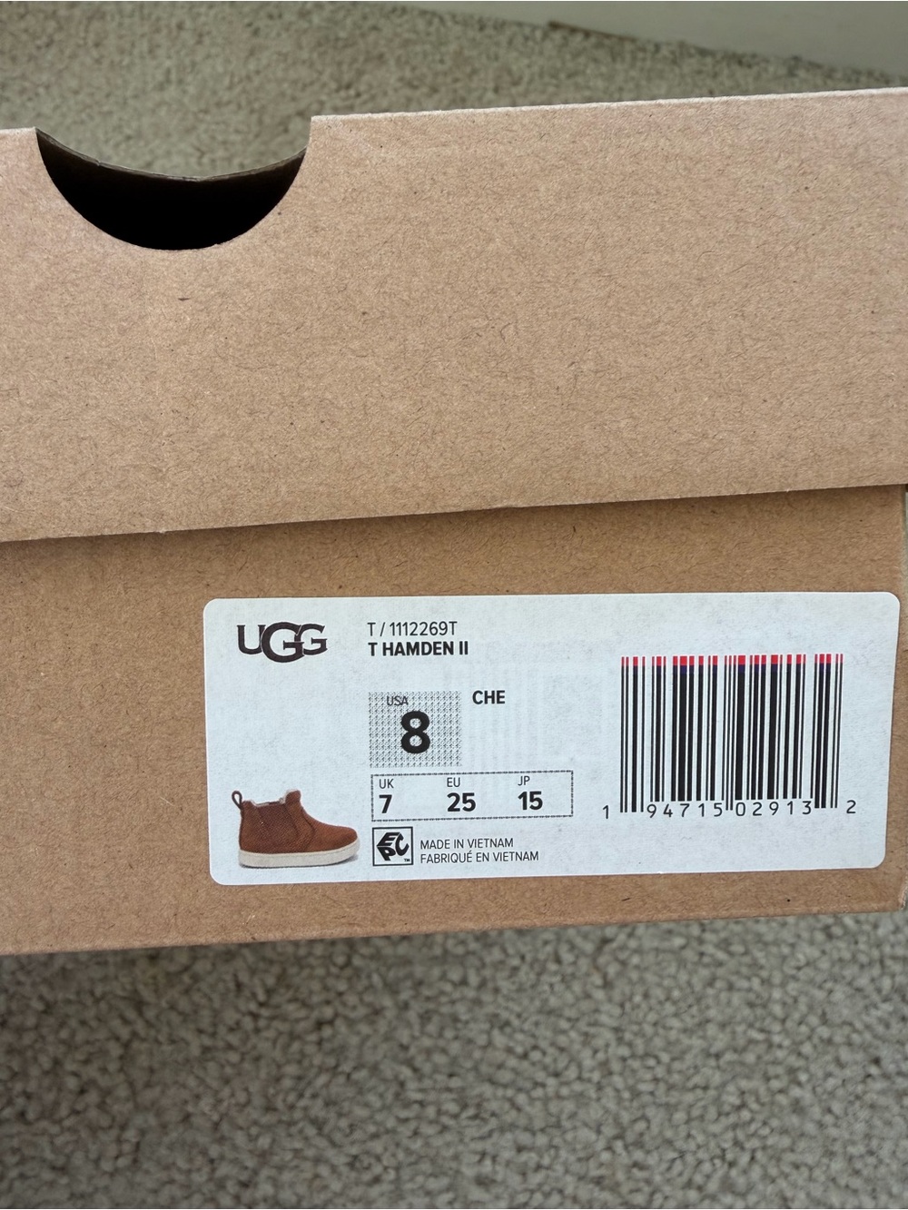 Boy’s Ugg Toddler Hamden Boots Chestnut Sz 8 - Picture 7 of 7
